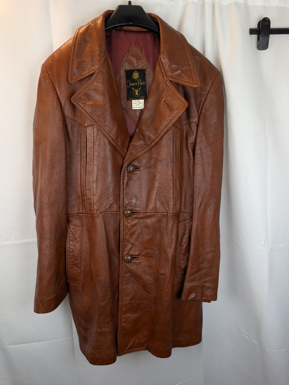 Vintage Men's Leather Trench Coat in Warm Brown - Joan Rivers